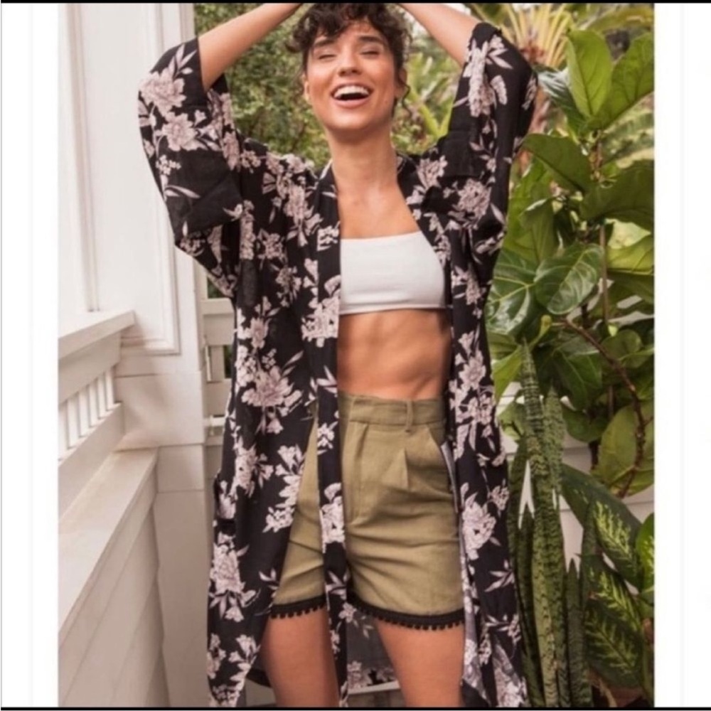 Spiritual Gangster Maya Kimono Black Floral Robe